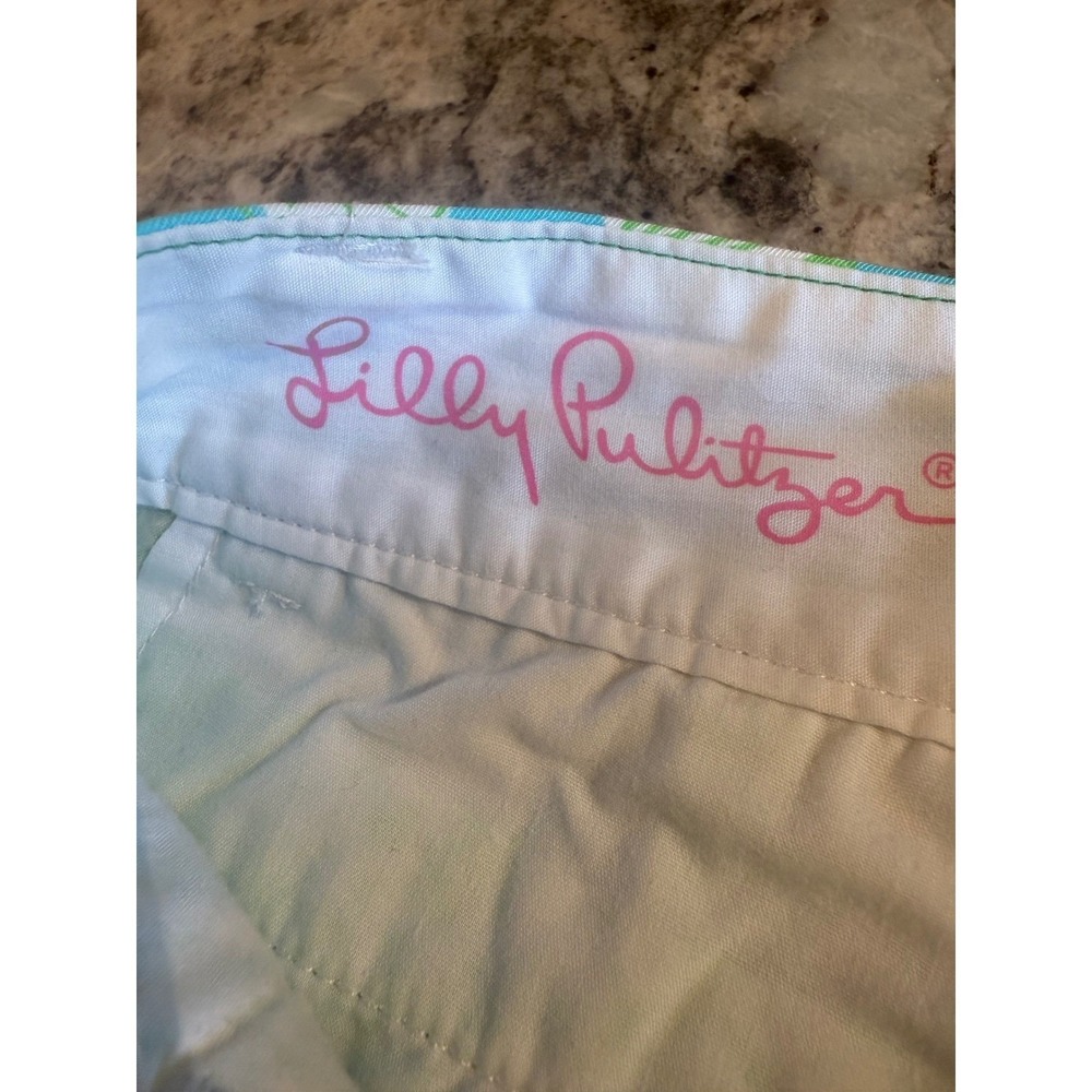 Lilly Pulitzer The Chipper Short Women 8 Blue Green Floral Tropical Chino Shorts - Picture 4 of 6